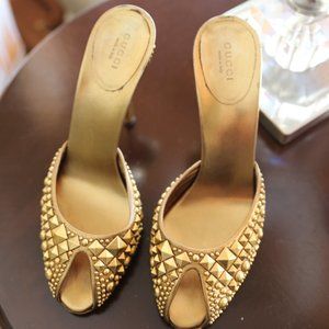 GUCCI Golden Studded Mules